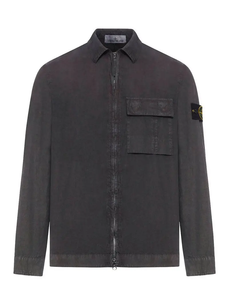 Camicia Grigia Con Zip E Taschino Grigio