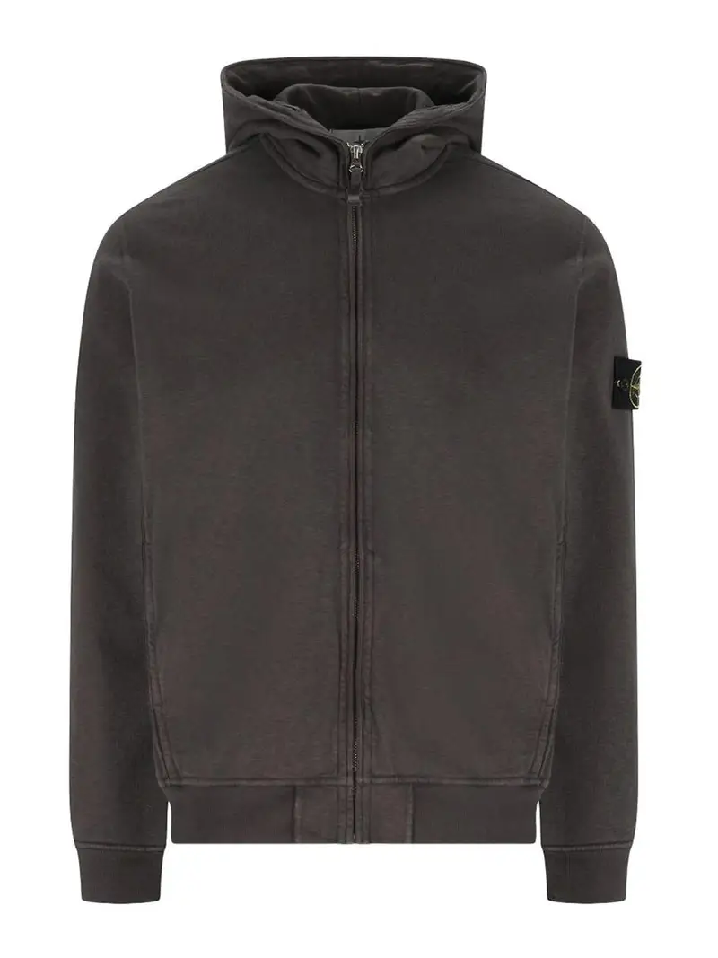 Felpa con cappuccio grigia con zip Grigio