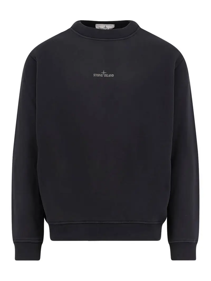 Felpa In Cotone Con Logo Nero