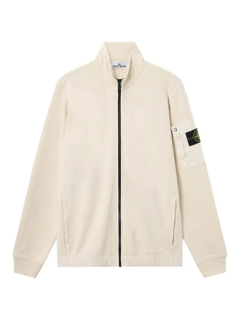 Felpa In Cotone Con Zip Bianco