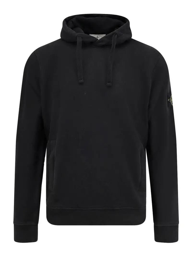 Felpa In Cotone Organico Con Cappuccio Nero