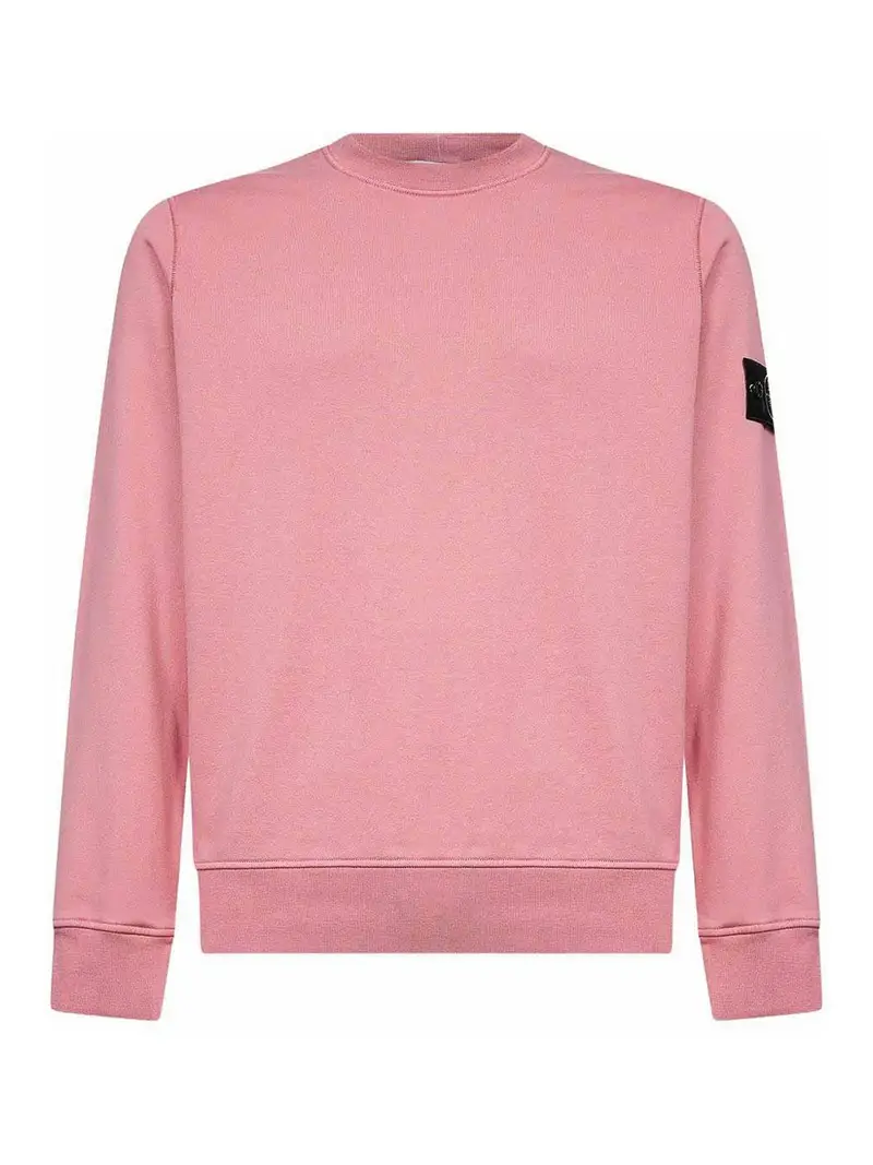 Felpa Rosa In Cotone Girocollo Con Patch Logo Color Carne E Neutri