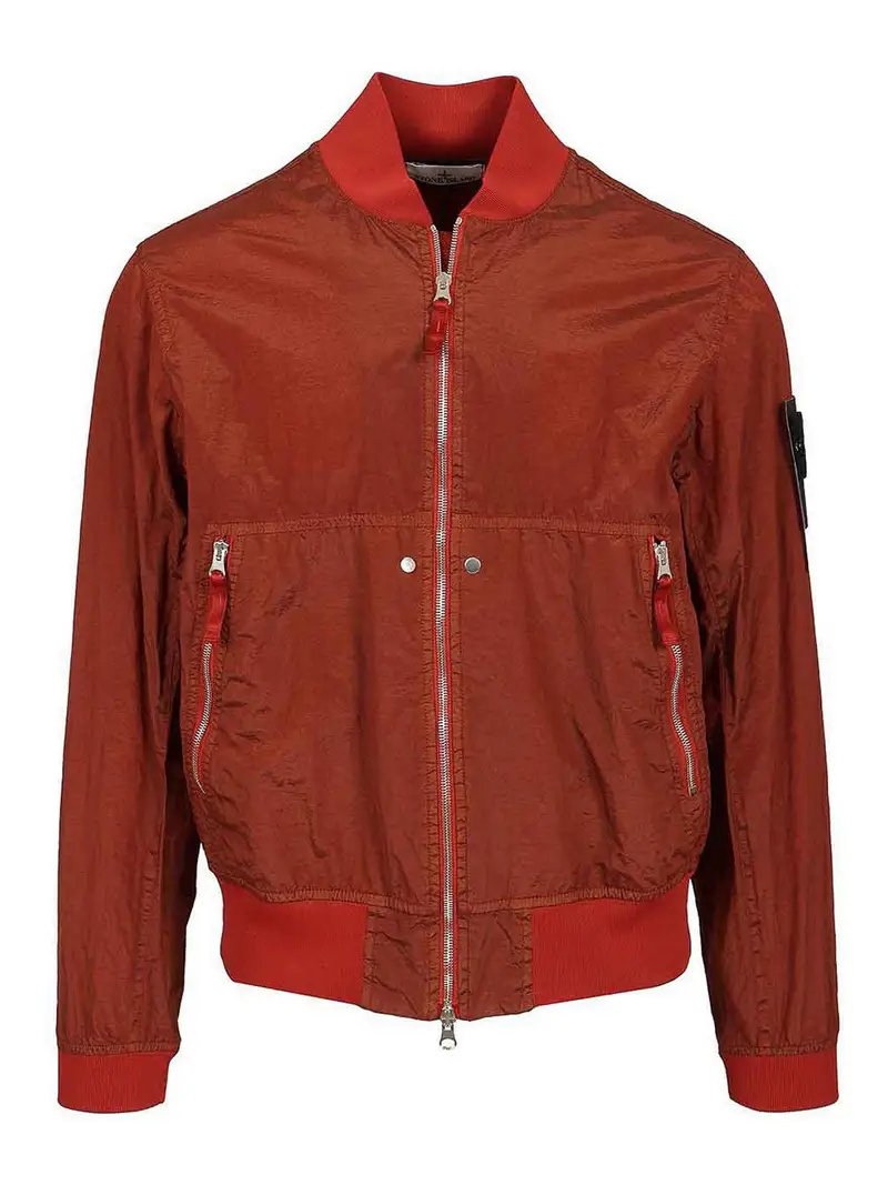 Giacca da bomber in metallo in nylon Rosso