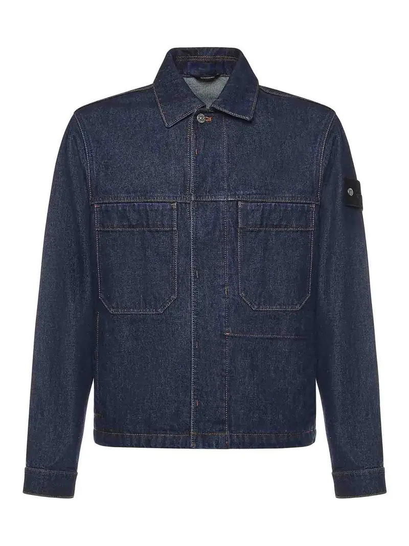Giacca in denim con logo Blu