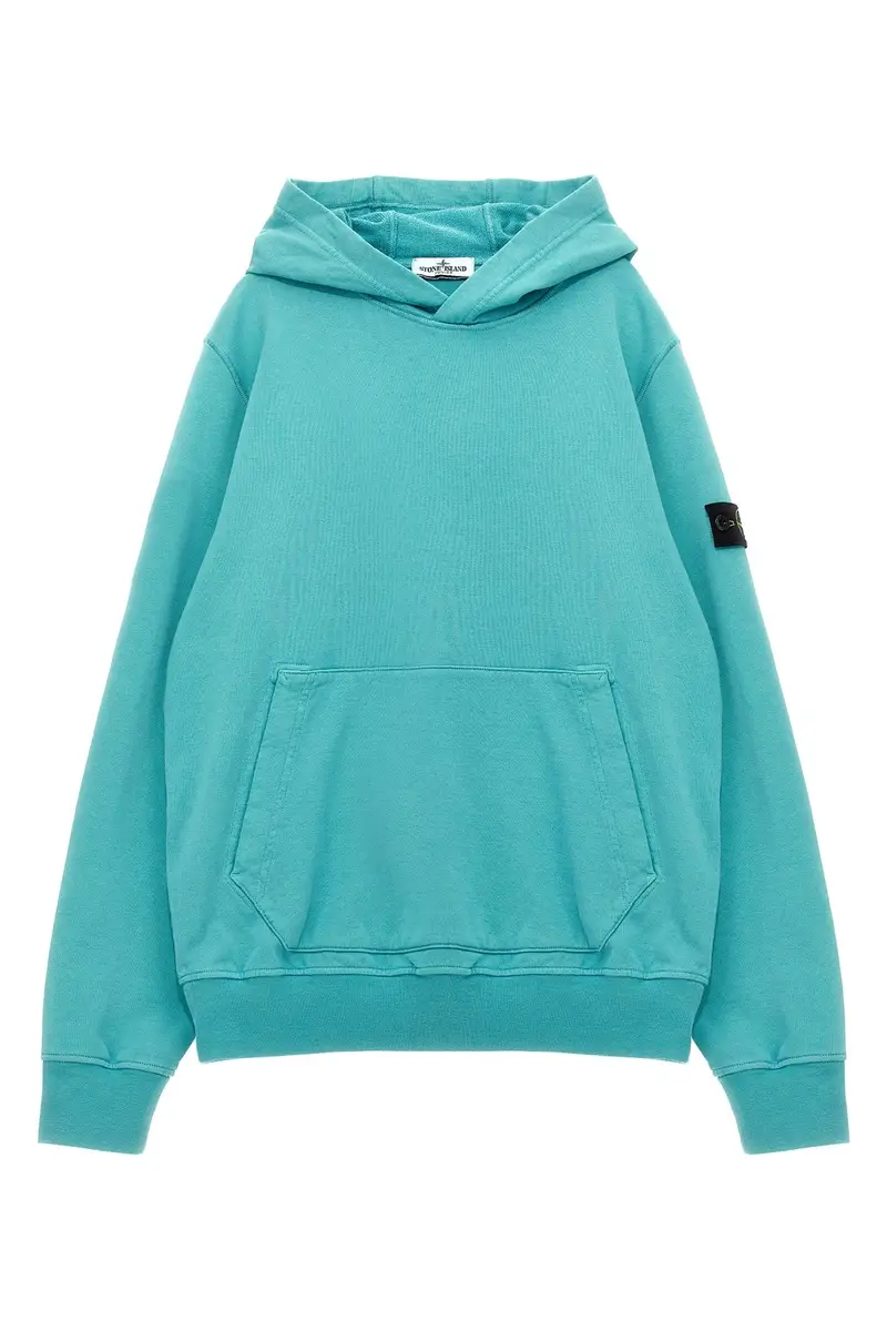 Felpa Con Cappuccio Badge Logo Azzurro