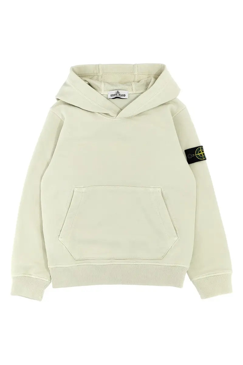 Felpa Con Cappuccio Patch Logo Beige