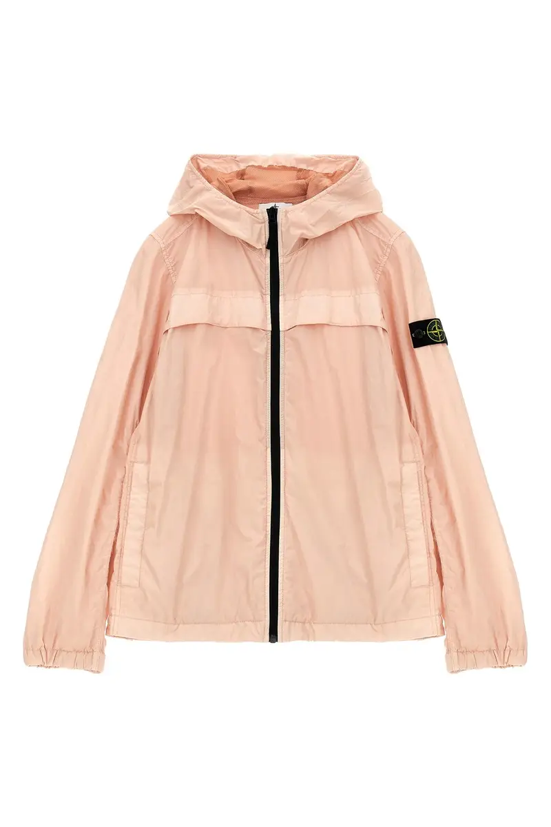 Giacca Con Cappuccio Badge Logo Rosa