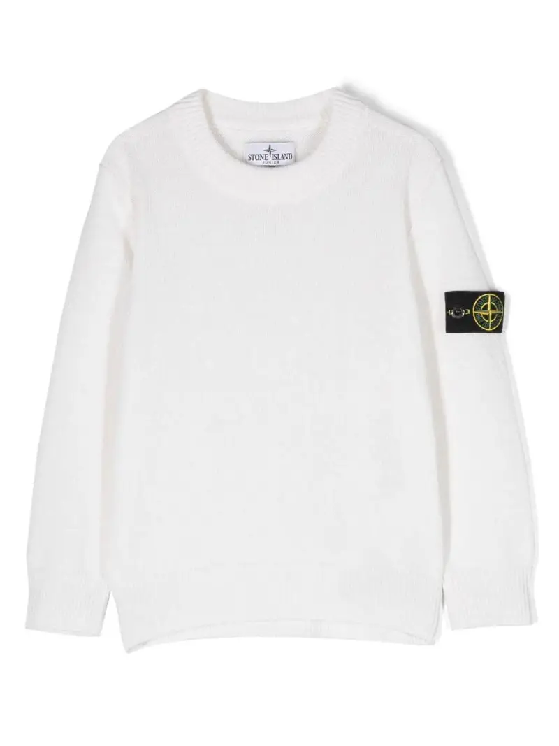 Maglione bianco logo Compass lana Panna