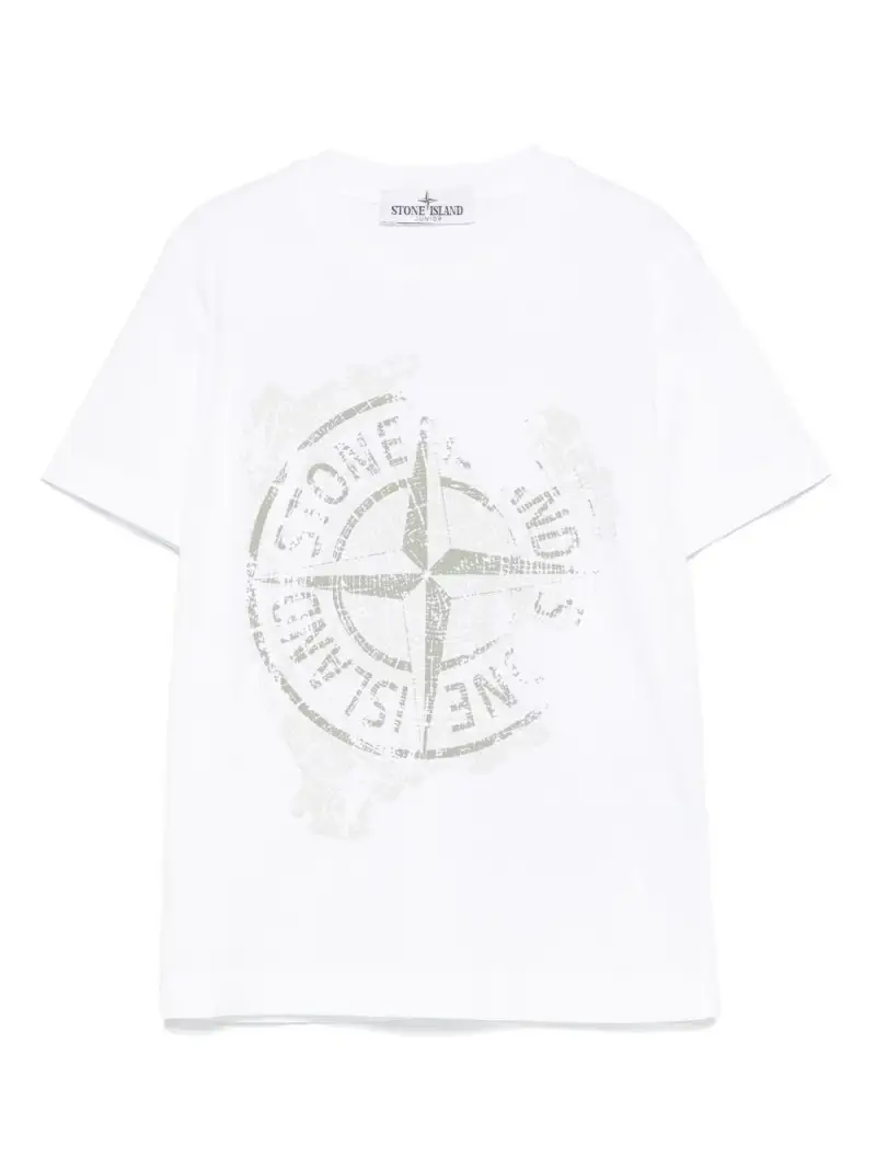 T-shirt bianca logo compass frontale Bianco