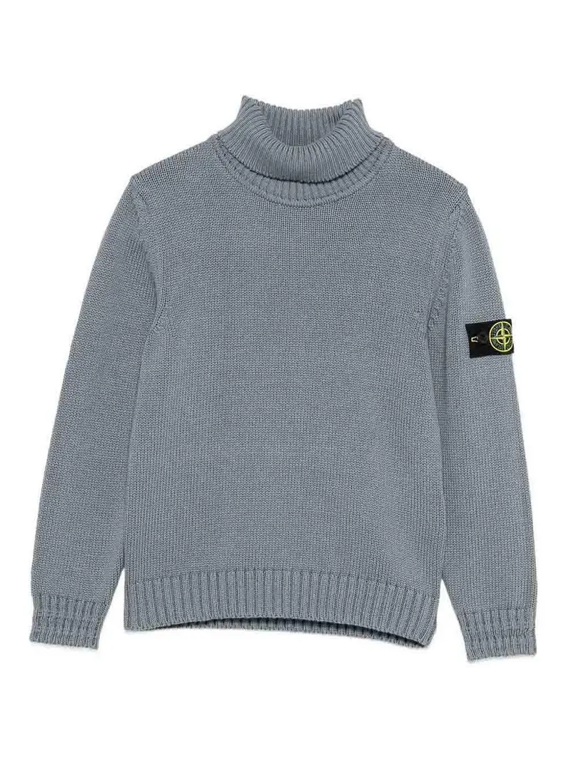 Maglione a dolcevita con patch logo Grigio
