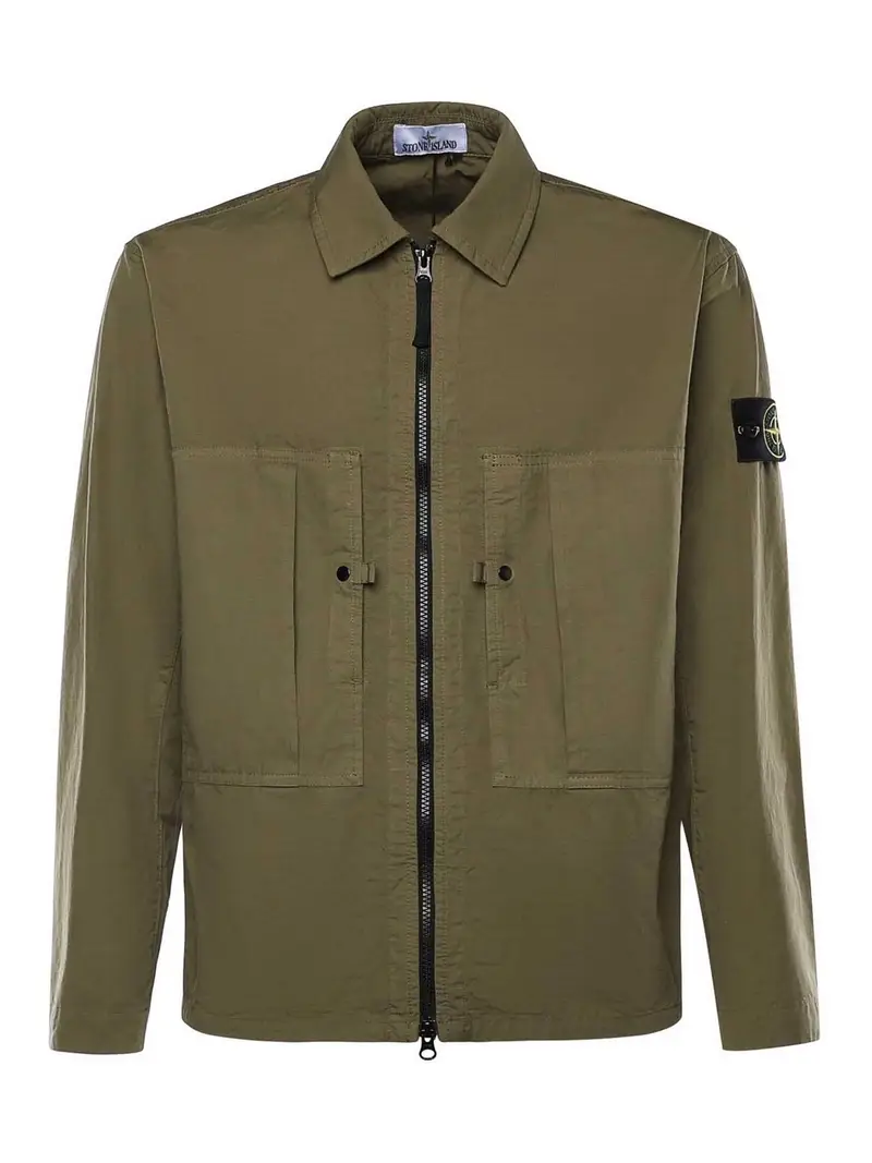 Overshirt in cotone con logo Verde