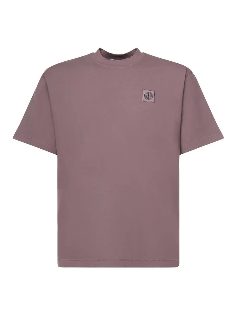 T-shirt in jersey di cotone con patch Bussola Grigio