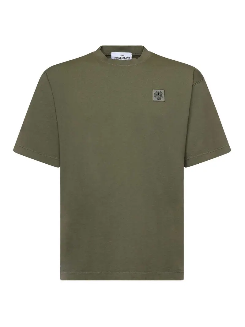 T-shirt in jersey di cotone con patch Bussola Verde