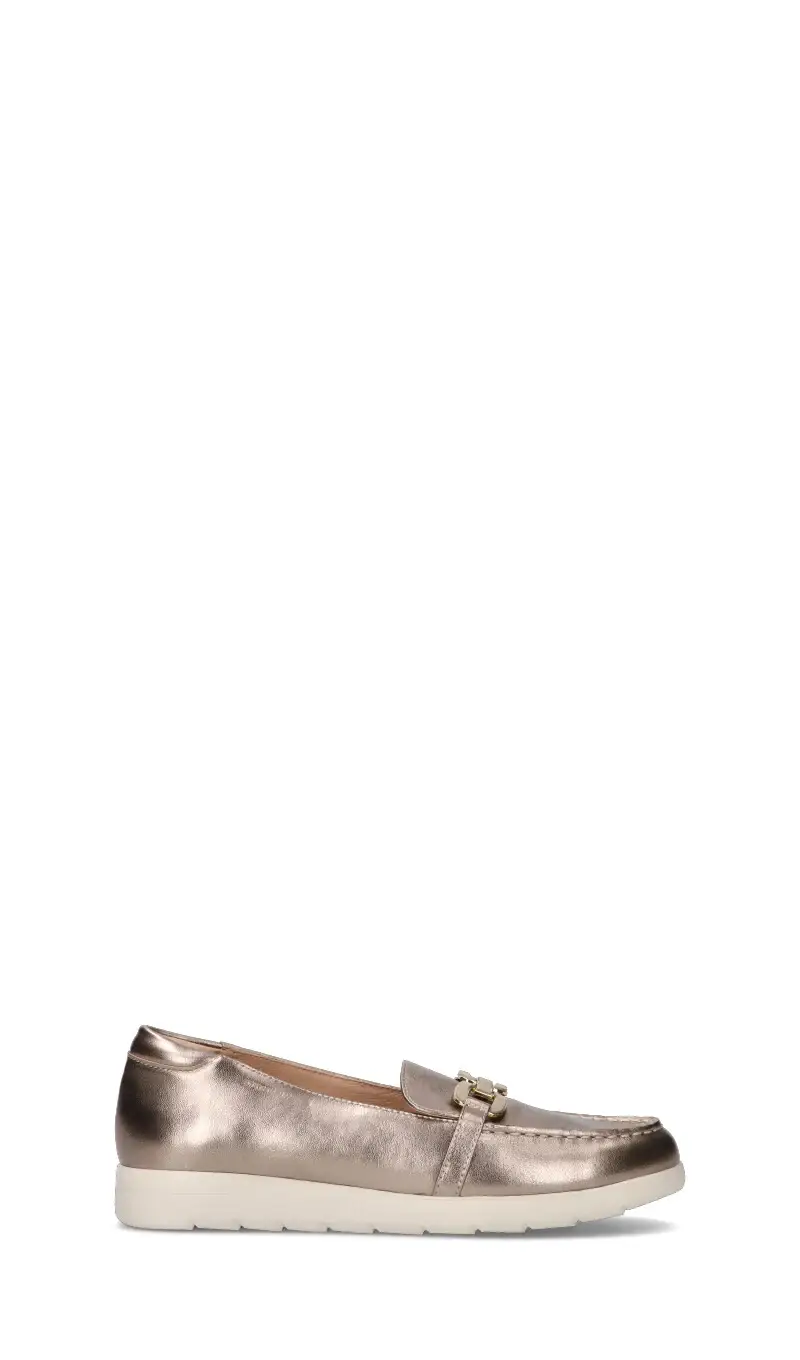 Mocassino donna oro in pelle Vario