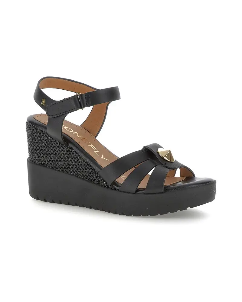 sandali donna ely 22 pelle black 222302 NERO