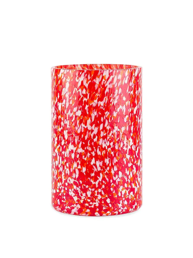 Vaso alto rosso e avorio