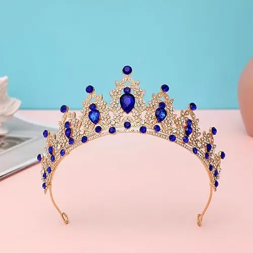Strass Azul Tiara di cristallo per ragazze Sposa donne Fascia corona principessa Accessori per capelli per la festa di miniatura 3