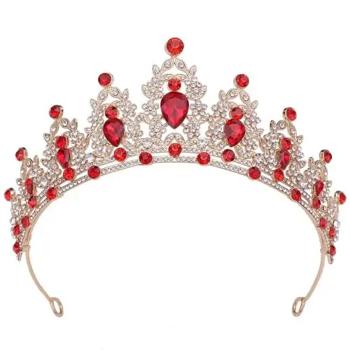 Strass Rojo Tiara di cristallo per ragazze Sposa donne Fascia corona principessa Accessori per capelli per la festa di
