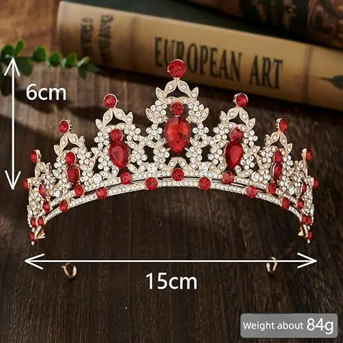 Strass Rojo Tiara di cristallo per ragazze Sposa donne Fascia corona principessa Accessori per capelli per la festa di miniatura 2