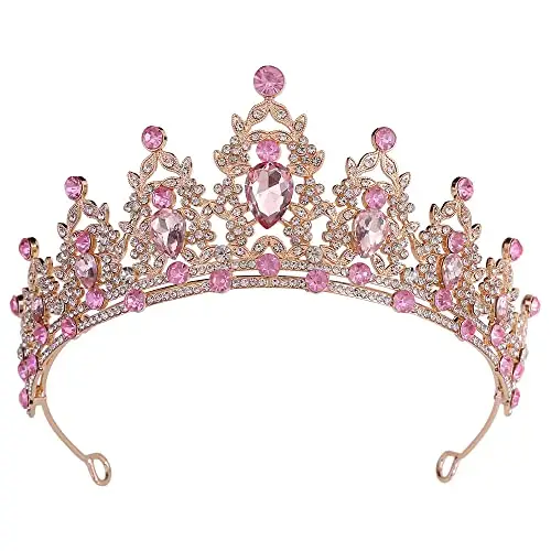 Strass rosa Tiara di cristallo per ragazze Sposa donne Fascia corona principessa Accessori per capelli per la festa di