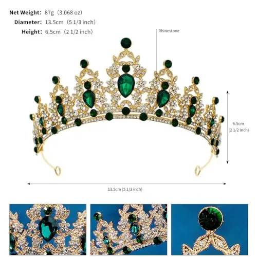 Strass verdi Tiara di cristallo per ragazze Sposa donne Fascia corona principessa Accessori per capelli per la festa di miniatura 2