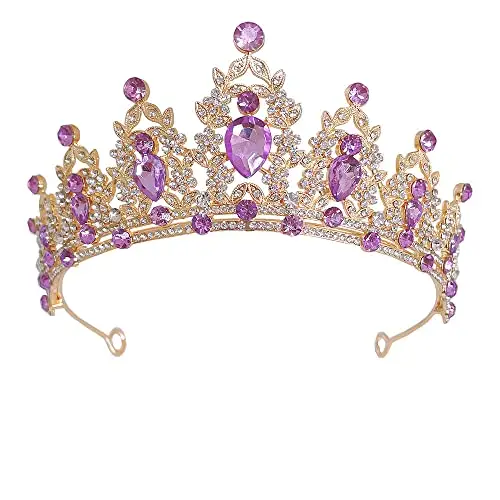 Strass viola Tiara di cristallo per ragazze Sposa donne Fascia corona principessa Accessori per capelli per la festa di