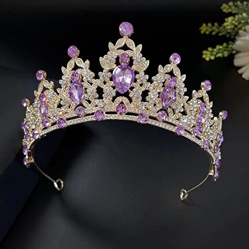 Strass viola Tiara di cristallo per ragazze Sposa donne Fascia corona principessa Accessori per capelli per la festa di miniatura 2