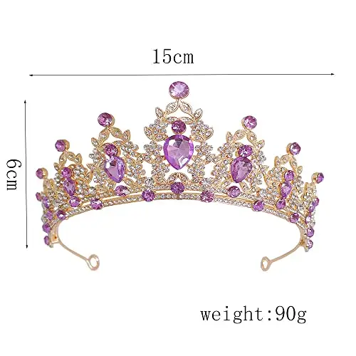 Strass viola Tiara di cristallo per ragazze Sposa donne Fascia corona principessa Accessori per capelli per la festa di miniatura 3
