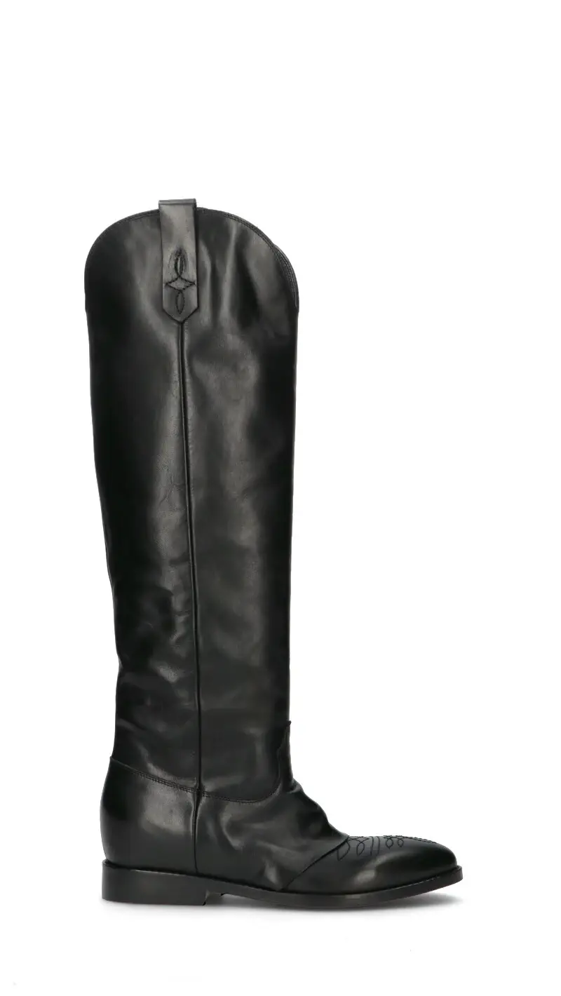 Stivale donna nero in pelle Vario