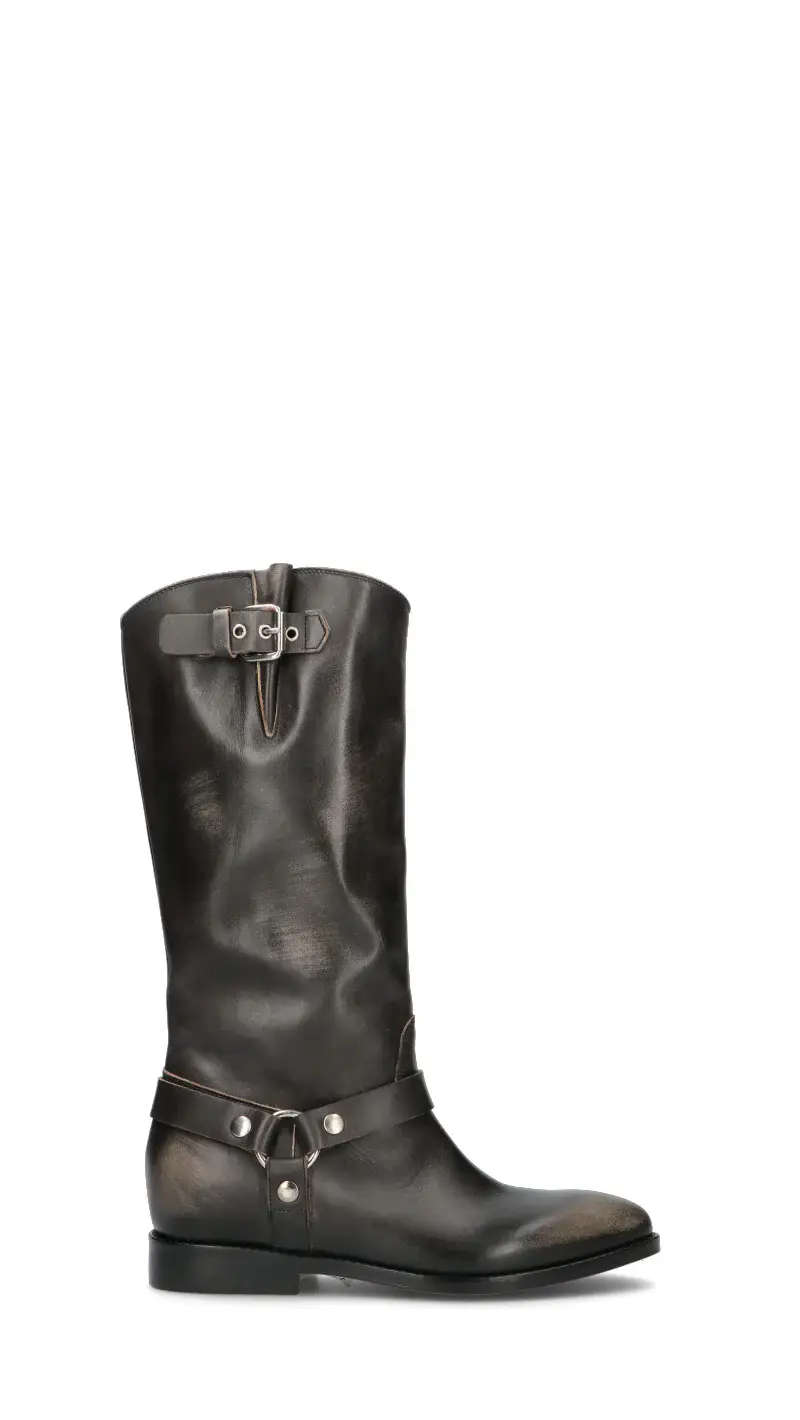 Stivale donna nero in pelle Vario