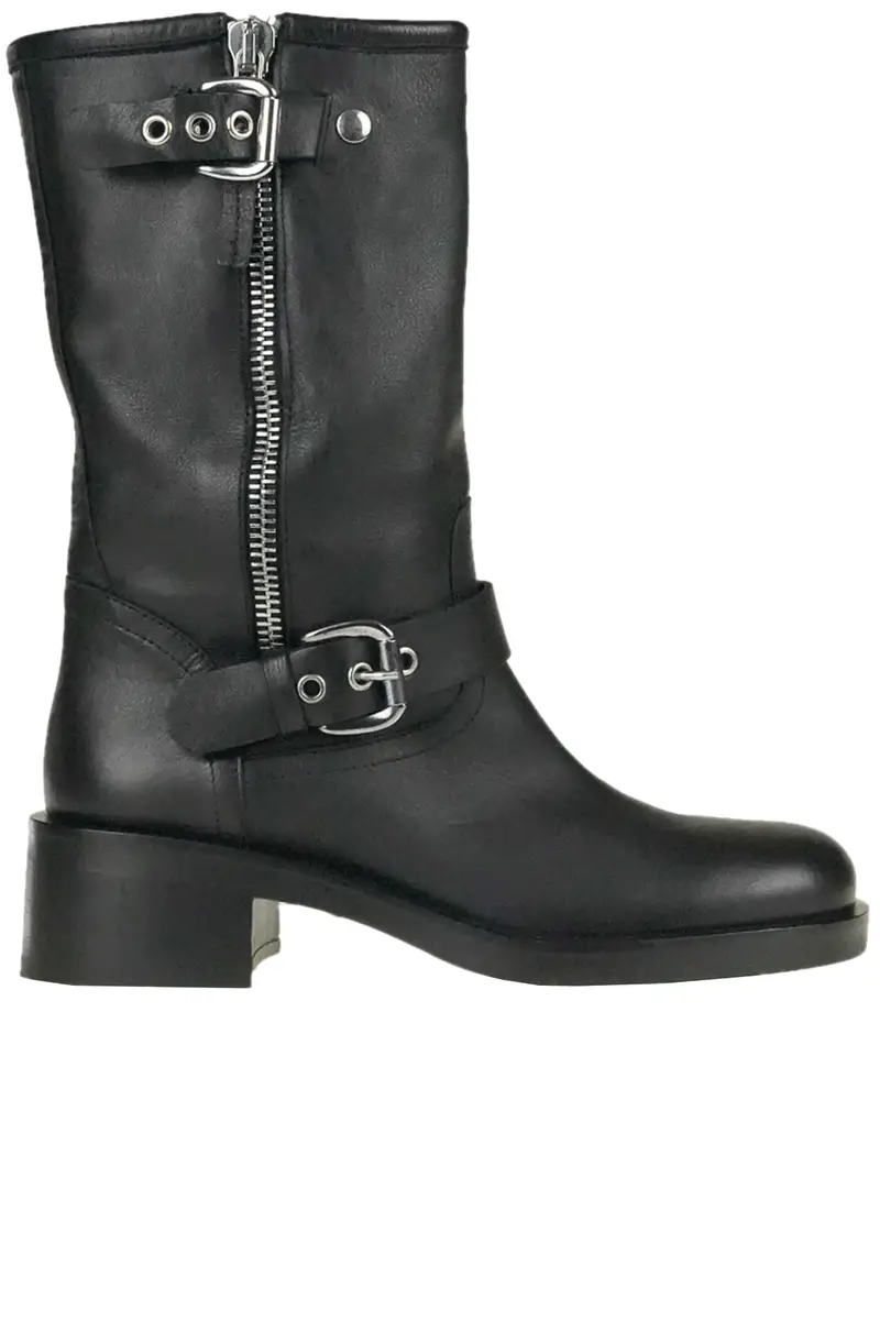 Stivali Biker in pelle Nero
