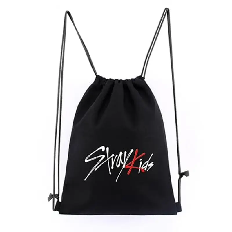 Stray-Kids - Zaino con coulisse, in tela, per la scuola, A, Taglia unica