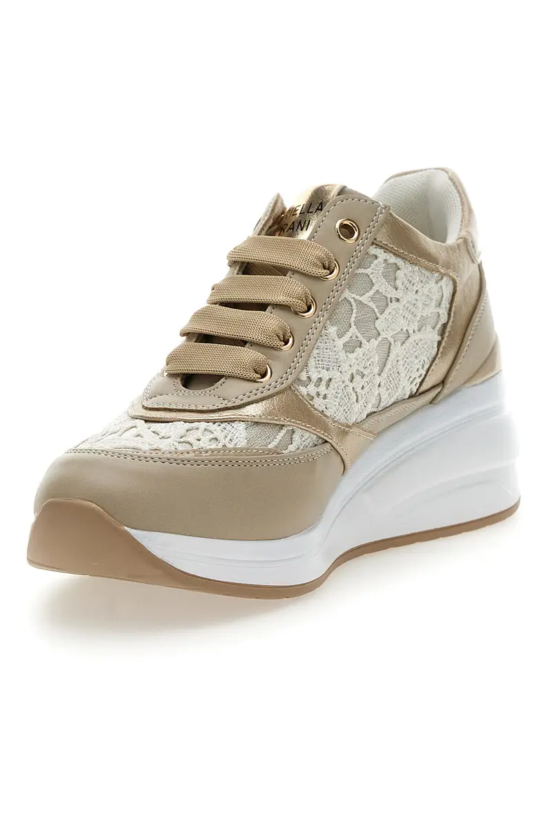 Stringate Beige con Platform e Decorazioni Ricamate MARIELLA BURANI 51051 miniatura 3