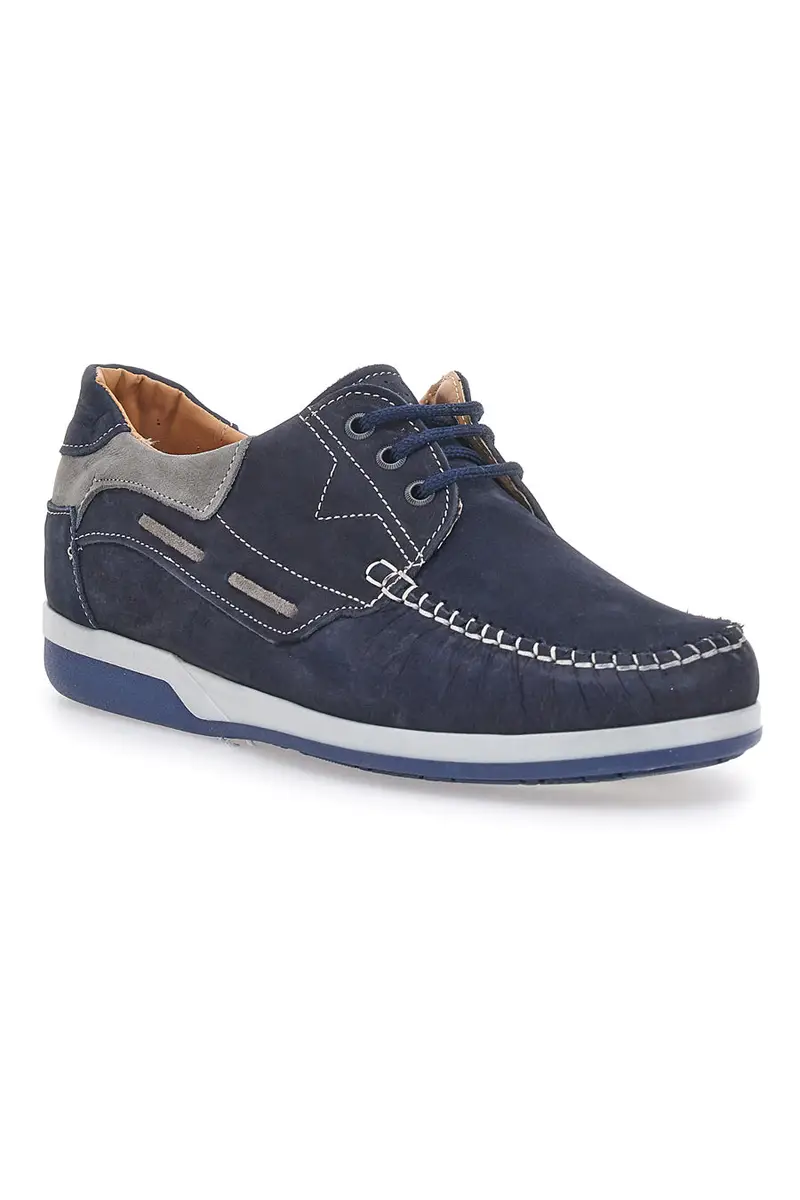 Stringate Blu con Tomaia in Vera Pelle Nabuk JERPOINT 3410 miniatura 2