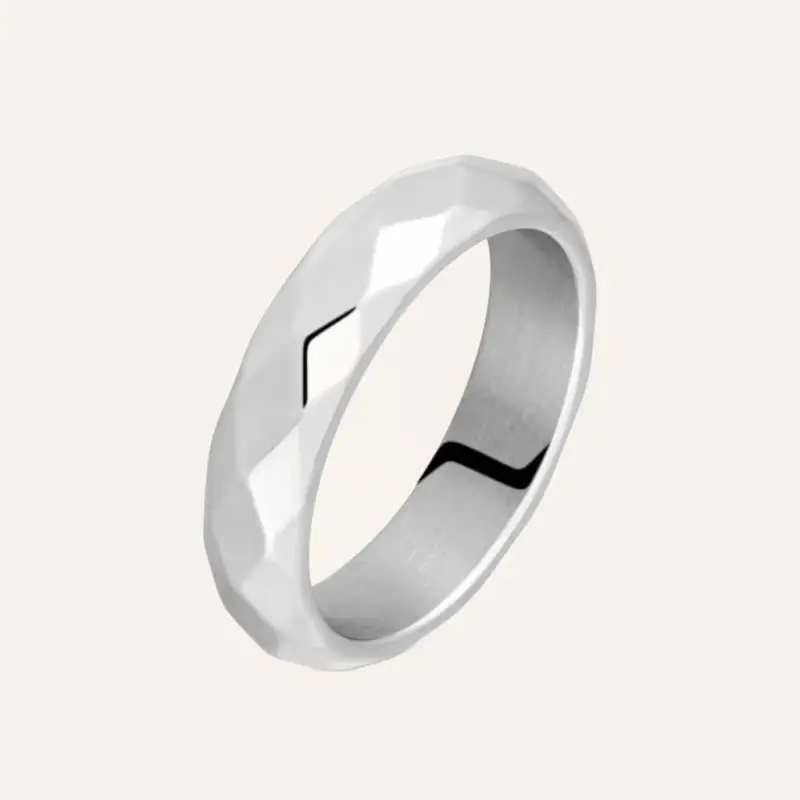 Anello a Fascia Lady Code Acciaio Bicolore Diamantato