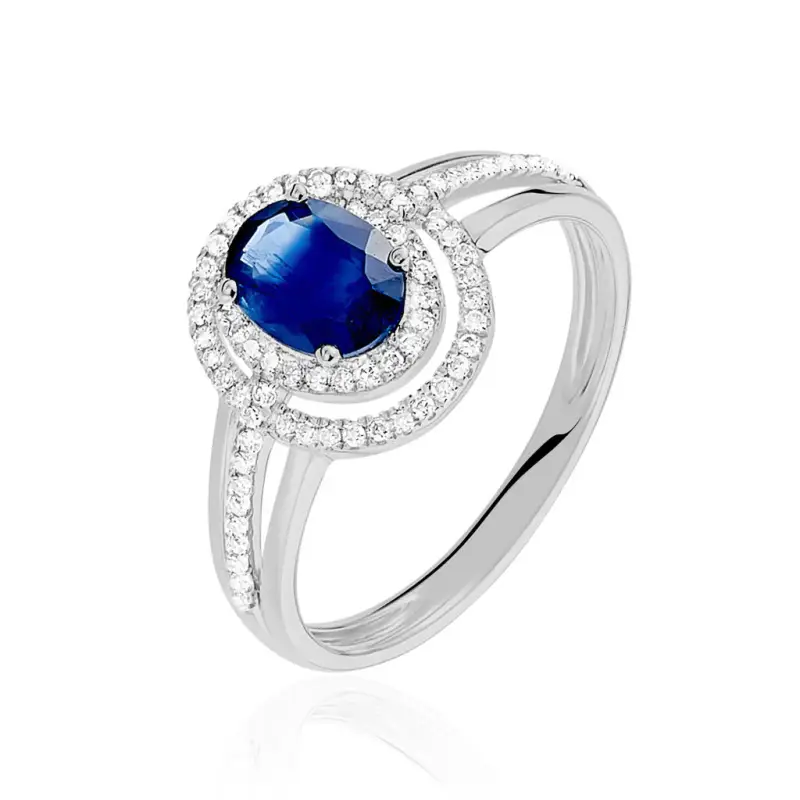 Anello Charlotte Oro Bianco Zaffiro Diamante