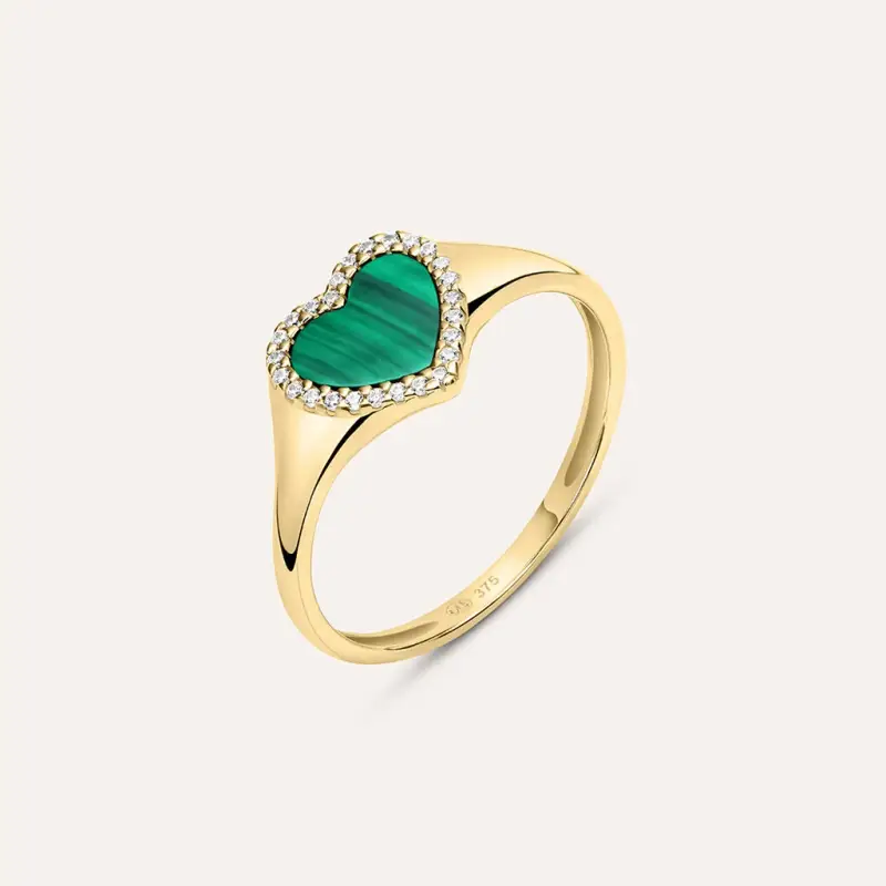 Anello Chevalier Beverly Oro Giallo Malachite Cubic Zirconia