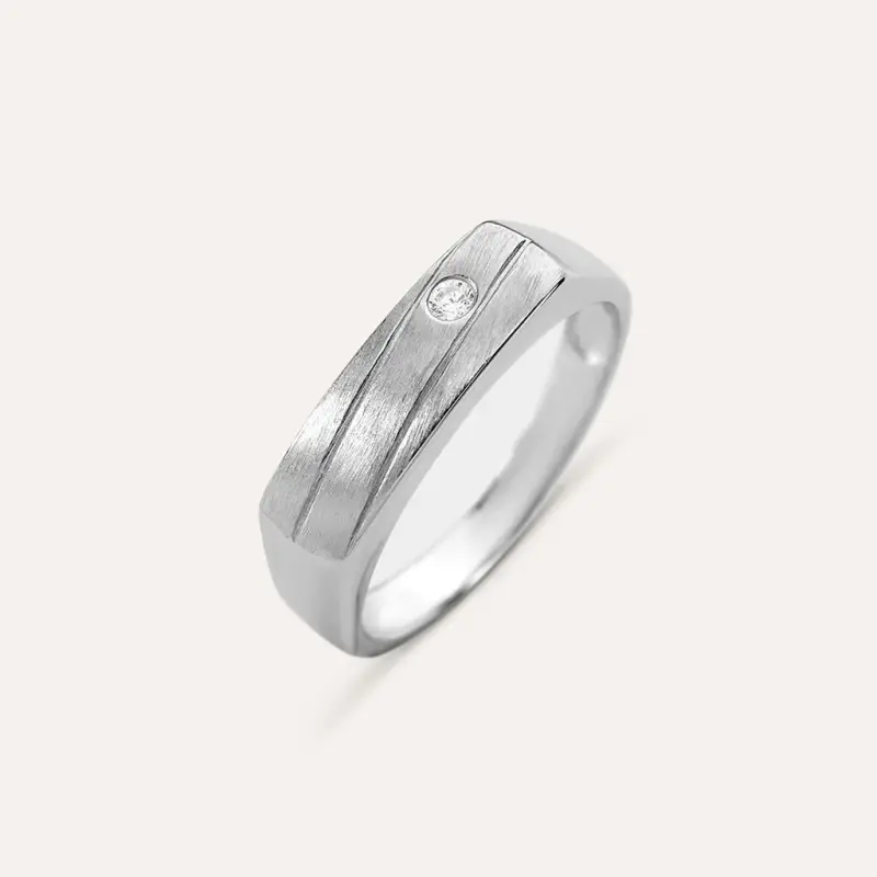 Anello Chevalier Gentleman Argento Rodiato Cubic Zirconia