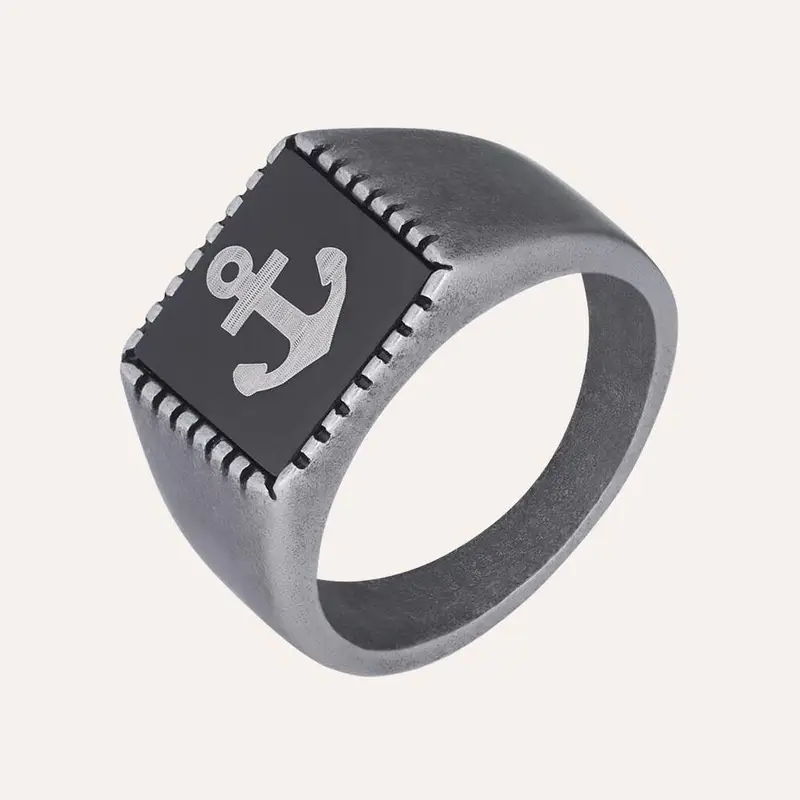 Anello Chevalier Man Code Acciaio Bicolore Bianco / Nero