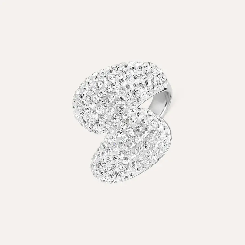 Anello Contrarie Aura Acciaio Cristallo