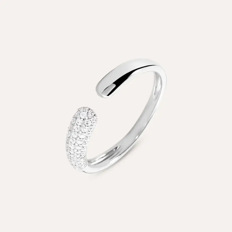 Anello Contrarie Claire Oro Bianco Cubic Zirconia