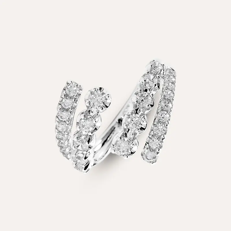 Anello Contrarie Claire Oro Bianco Cubic Zirconia