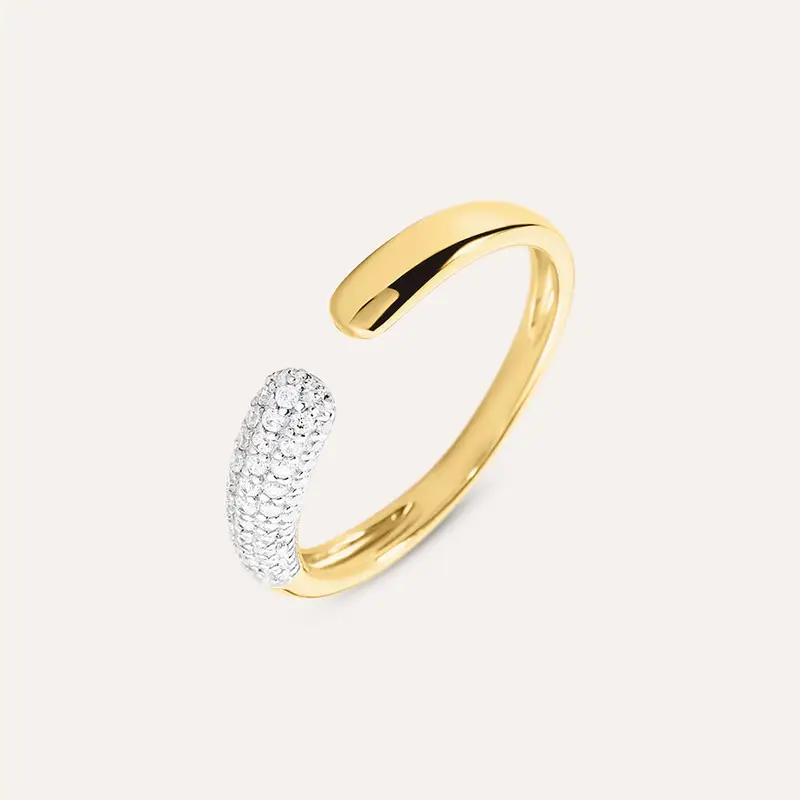 Anello Contrarie Claire Oro Giallo Cubic Zirconia