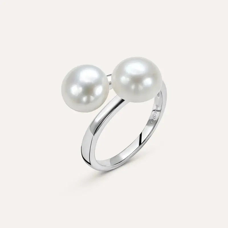 Anello Contrarie Silver Pearls Argento Rodiato Perla sintentica