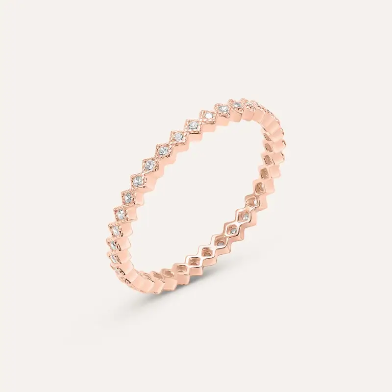 Anello Eternity Silver Elegance Argento Rosa Cubic Zirconia