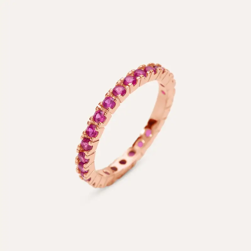 Anello Eternity Silver Rainbow Argento Rosa Cubic Zirconia