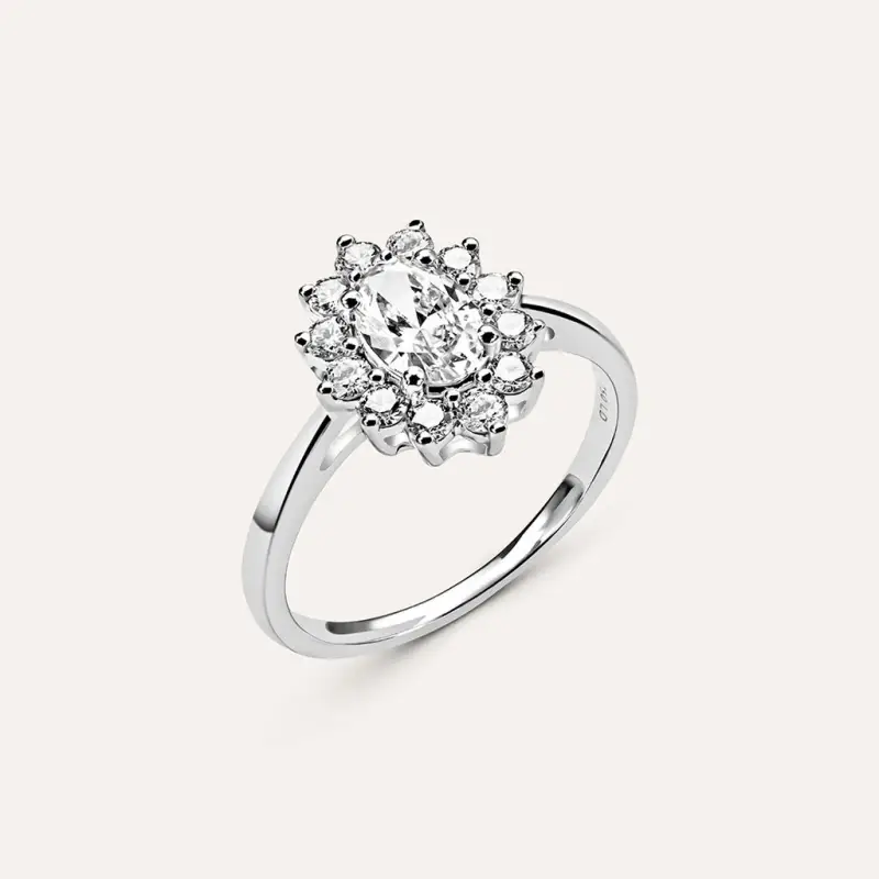 Anello Fantasia Diamade Oro Bianco Diamante Lab-Grown