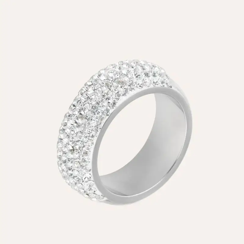 Anello Fascia Aura Acciaio Cristallo