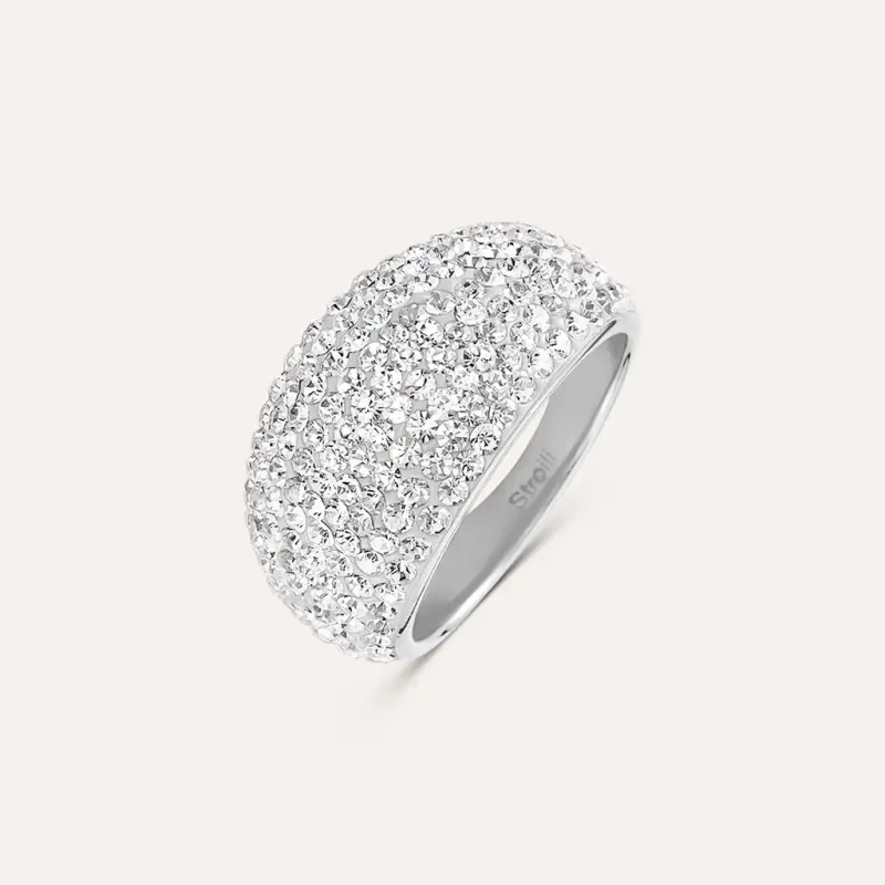 Anello Fascia Aura Acciaio Cristallo