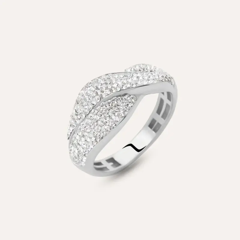 Anello Fascia Christelle Oro Bianco Cristallo